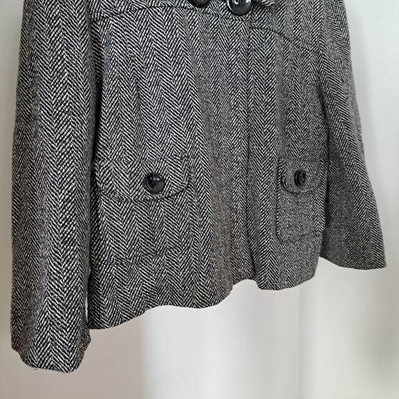 Luii | Black & white wool blend herringbone one button closer women's jacket - Picture 3 of 8